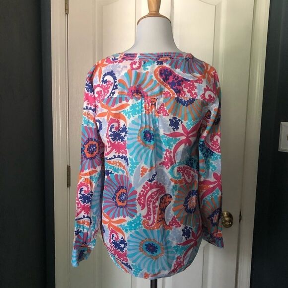 Talbots 100% Linen Floral Blouse - Picture 2 of 8